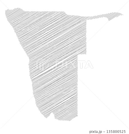 Namibia - pencil scribble sketch silhouette map of country area with dropped shadow. Simple flat vector illustration. Namibia - pencil scribble sketch silhouette map of country area with dropped shadow. Simple flat vector illustration. 135800525