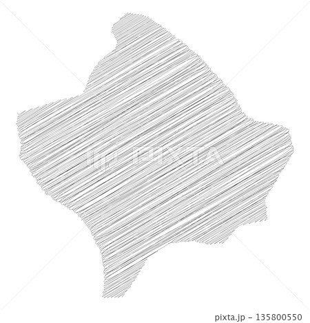Kosovo - pencil scribble sketch silhouette map of country area with dropped shadow. Simple flat vector illustration. 135800550