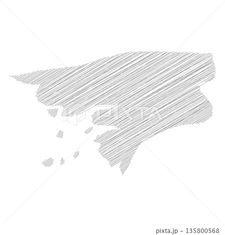 Guinea-Bissau - pencil scribble sketch silhouette map of country area with dropped shadow. Simple flat vector illustration. Guinea-Bissau - pencil scribble sketch silhouette map of country area with dropped shadow. Simple flat vector illustration. 135800568