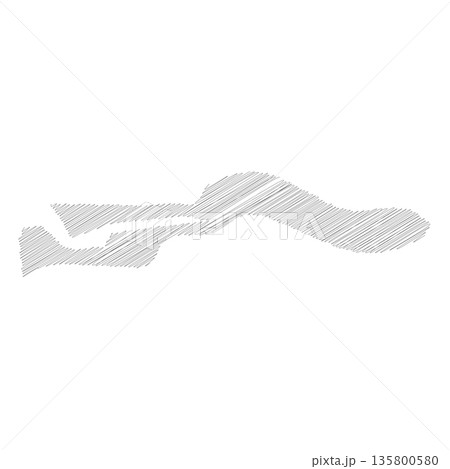 Gambia - pencil scribble sketch silhouette map of country area with dropped shadow. Simple flat vector illustration. 135800580