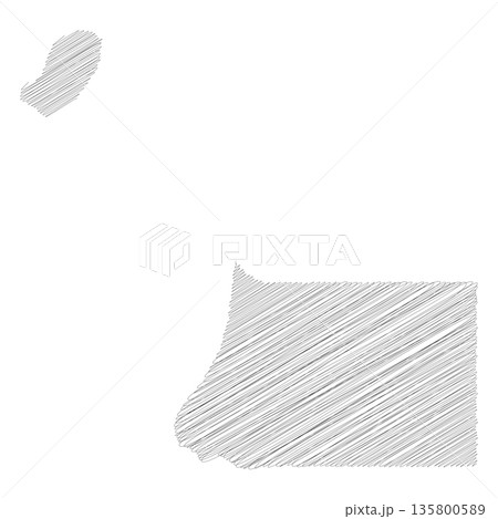 Equatorial Guinea - pencil scribble sketch silhouette map of country area with dropped shadow. Simple flat vector illustration. 135800589
