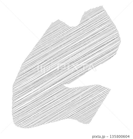 Djibouti - pencil scribble sketch silhouette map of country area with dropped shadow. Simple flat vector illustration. 135800604