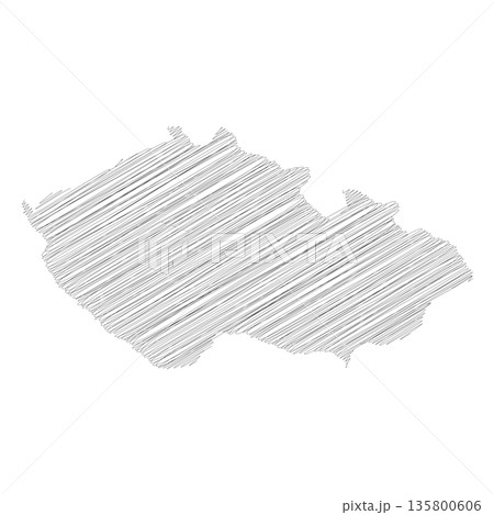 Czech Republic - Pencil scribble sketch silhouette map of country area. Simple flat vector illustration. Czech Republic - Pencil scribble sketch silhouette map of country area. Simple flat vector illustration. 135800606