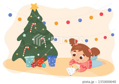 Child writes a letter to Santa Claus for Christmas Child writes a letter to Santa Claus for Christmas 135800640