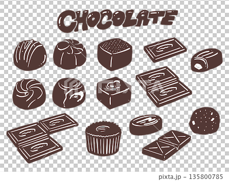 各種巧克力插圖剪影 135800785