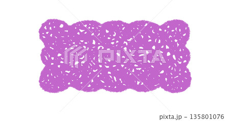 Groovy sketched scallop rectangle border with wavy frame and retro crayon look. Purple shading and chalk sketch style add graphic y2k character, ideal as a modern background or border element. 135801076