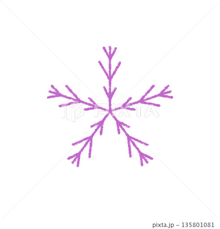 Purple crayon snow flake symbol with icy and frozen winter look. Frost element appears as xmas decoration and stands for cold freeze. Simple hand drawn snowflake makes a unique decorative accent for Purple crayon snow flake symbol with icy and frozen winter look. Frost element appears as xmas decoration and stands for cold freeze. Simple hand drawn snowflake makes a unique decorative accent for 135801081