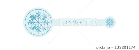 Winter snow flake and blue sticker label with icy line icon decorates a box lid. Cold frost and white ornament form the christmas accent. Snowflake symbol in flat line style for seasonal Winter snow flake and blue sticker label with icy line icon decorates a box lid. Cold frost and white ornament form the christmas accent. Snowflake symbol in flat line style for seasonal 135801174