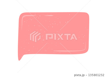 Pink hand drawn chat bubble with grunge texture. Fluid speech rectangle forms a unique textbox for message and comment. Modern talk or chat concept in abstract communication style. Pink hand drawn chat bubble with grunge texture. Fluid speech rectangle forms a unique textbox for message and comment. Modern talk or chat concept in abstract communication style. 135801232
