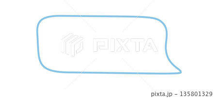 Blue fluid sketch outline speech bubble with rectangle textbox style. Chat message element as comment or talk frame, hand drawn for dialogue and conversation. Abstract communication in round 135801329