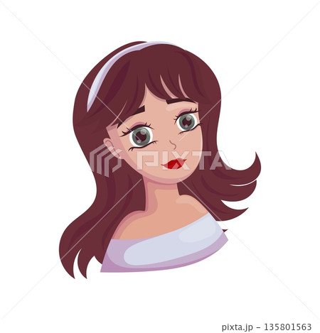 Brunette Girl Portrait with Red Lipstick 135801563