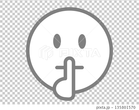 内緒マーク（お静かにの顔・秘密アイコン） 135801570