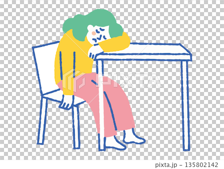 Business person slumped at desk_Color Business person slumped at desk_Color 135802142