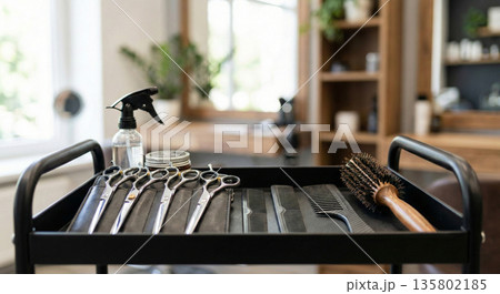 美容室イメージ　ハサミとクシ　器具　道具 135802185