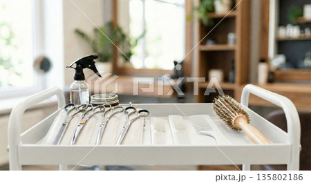 美容室イメージ　ハサミとクシ　器具　道具 135802186