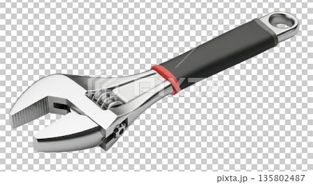 Adjustable wrench with black handle and red grip 135802487