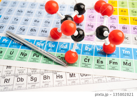 Molecules chemical on a periodic table. 135802821
