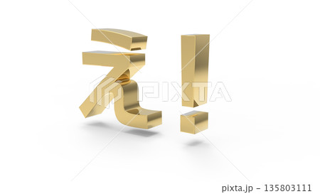 とっさの驚きや衝撃を伝えるアイキャッチ文字CG ゴールド 135803111