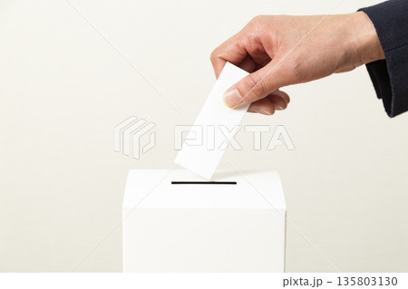 投票する女性の手元 135803130