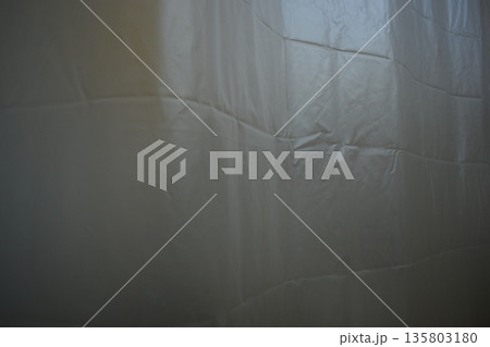white plastic curtain texture in bathroom white plastic curtain texture in bathroom 135803180