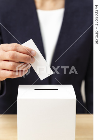 投票する女性の手元 投票する女性の手元 135803244