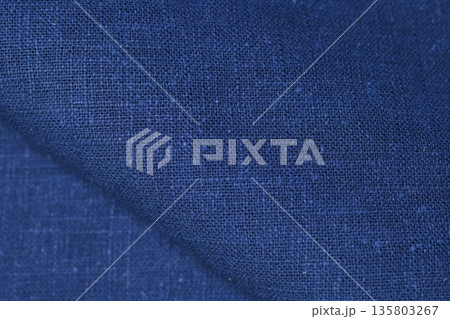 blue hemp viscose natural fabric cloth color, sackcloth rough texture of textile fashion 135803267