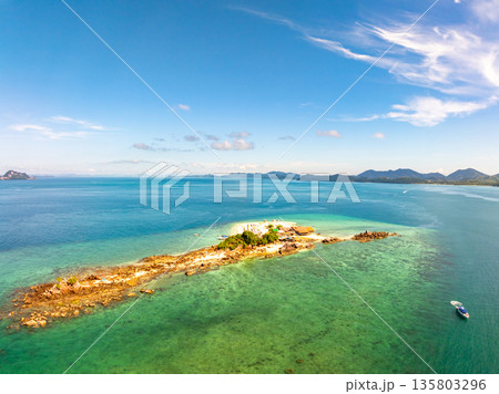 Beautiful sea in summer season blue sky white cloud background 135803296