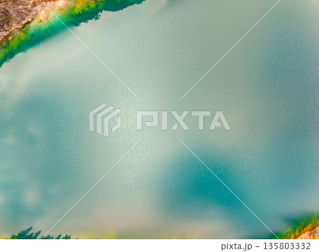 Aerial view top down lake or pond 135803332