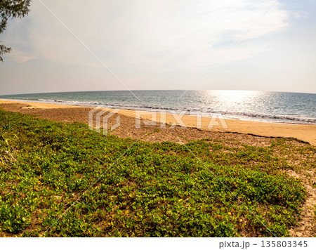 Beautiful sea in summer season blue sky white cloud background Beautiful sea in summer season blue sky white cloud background 135803345
