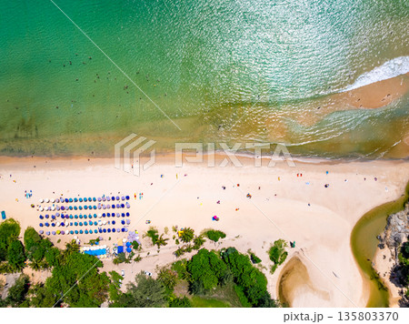 Top view beach beautiful sea nature background,Amazing island waves sand sea background Top view beach beautiful sea nature background,Amazing island waves sand sea background 135803370
