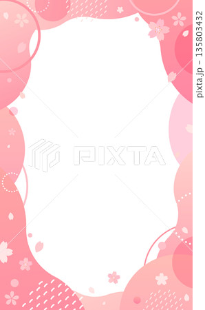 桜のポップなフレーム_背景なし_1_縦 桜のポップなフレーム_背景なし_1_縦 135803432