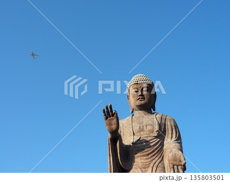 牛久大仏と飛行機 牛久大仏と飛行機 135803501