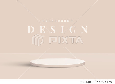 Minimalist product display mockup design, podium on bright nude brown background Minimalist product display mockup design, podium on bright nude brown background 135803579