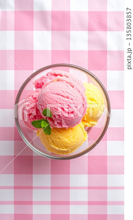 Sorbet on Gingham Tablecloth Sorbet on Gingham Tablecloth 135803857