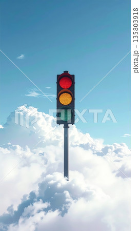 Traffic Light on the Clouds 135803918