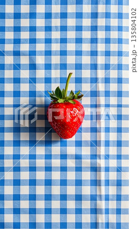 Strawberry on Light Blue Gingham Tablecloth 135804102