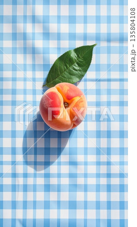 Peach on Light Blue Gingham Tablecloth 135804108
