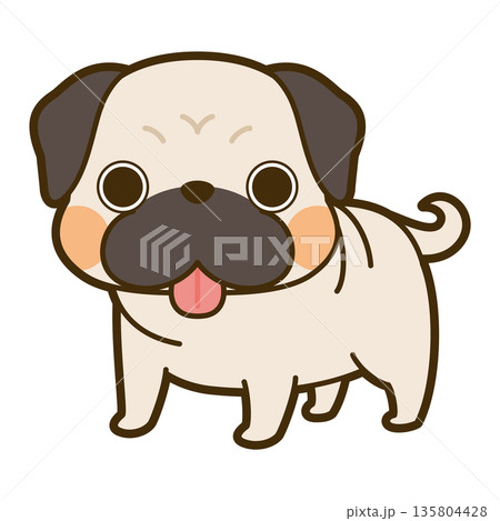 かわいいパグのイラスト 135804428