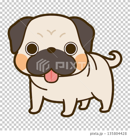 かわいいパグのイラスト 135804428