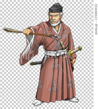 戰國武將毛利元就手持三支箭 戰國武將毛利元就手持三支箭 135804432