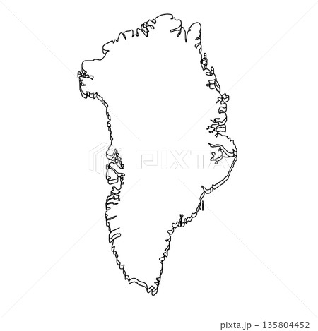Outline for Coloring of Greenland Map on White Background. Vector Illustration. Outline for Coloring of Greenland Map on White Background. Vector Illustration. 135804452