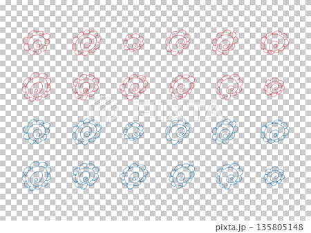 Hand-drawn illustration set of flower circles 135805148
