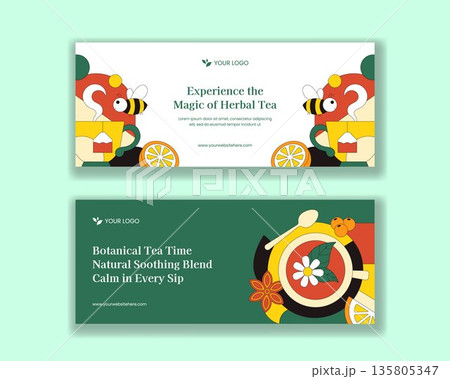Herbal Tea Flat Cartoon Hand Drawn Horizontal Banner Template Background Illustration Herbal Tea Flat Cartoon Hand Drawn Horizontal Banner Template Background Illustration 135805347