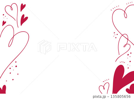 赤いハートのグラフィカルなフレーム 135805656