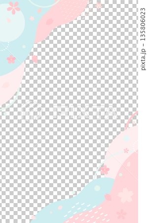 粉紅色和淺藍色櫻花邊框_無背景3_豎版 粉紅色和淺藍色櫻花邊框_無背景3_豎版 135806023