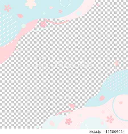 Pink and light blue pop cherry blossom frame _ no background 3 _ square Pink and light blue pop cherry blossom frame _ no background 3 _ square 135806024