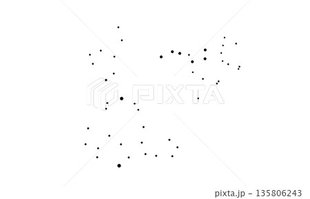 モノクロの点で表した春の大曲線のイラスト（星のみで連結線なし） 135806243