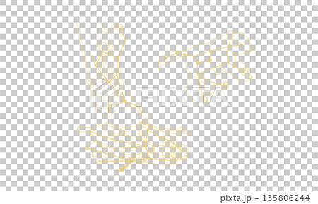 Spring line drawing illustration (gold constellation picture and constellation line, line only, no coloring) 135806244