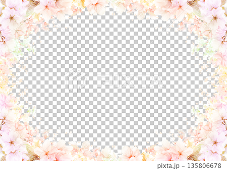 Cherry blossom frame in soft pink tones 135806678