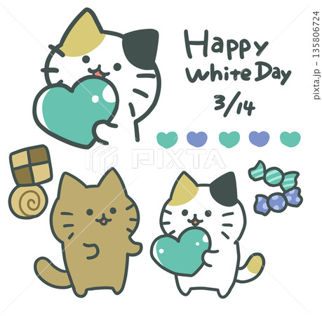 ホワイトデーねこ 135806724